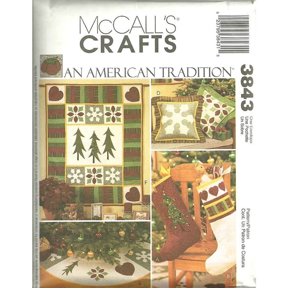 McCall's Sewing Pattern 3843 An American Tradition Applique Quilted Christmas